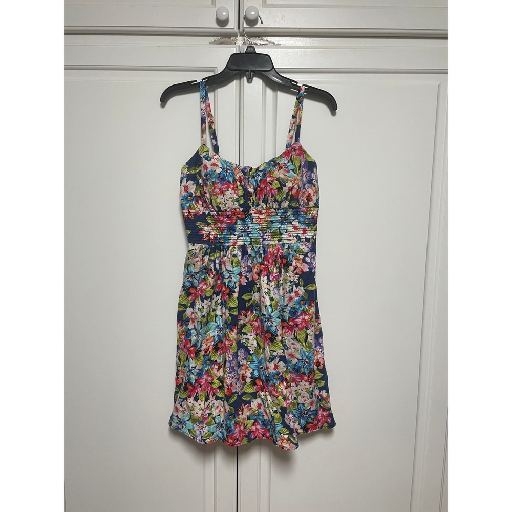 B. Smart Floral Print Dress Women's Size 10 Casual Sundress Navy Blue